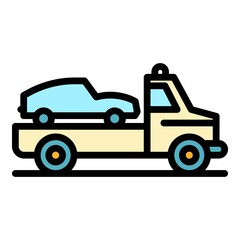Fototapeta na wymiar Car tow truck icon. Outline car tow truck vector icon color flat isolated