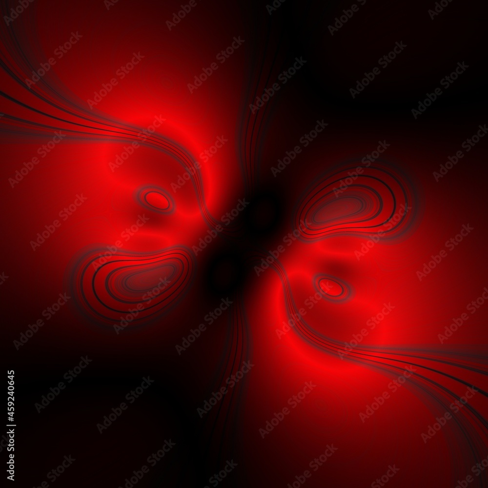 Poster symmetric cyclone style design in vivid red to black coloured gradient in unique glowing style patte