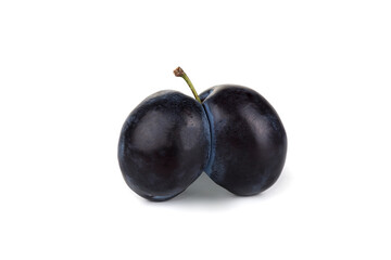 Double plum on a white background. Abnormal concept