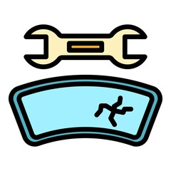 Fix car windscreen icon. Outline fix car windscreen vector icon color flat isolated