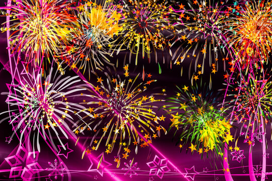 Feuerwerk abstrakt Hintergrund Schwarz lila lavendel gold silber rot blau