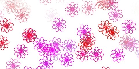 Light Purple, Pink vector doodle texture with flowers.