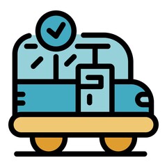 Tourism bus icon. Outline tourism bus vector icon color flat isolated