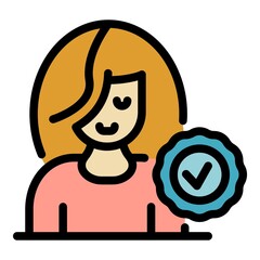 Approved tourism manager icon. Outline approved tourism manager vector icon color flat isolated