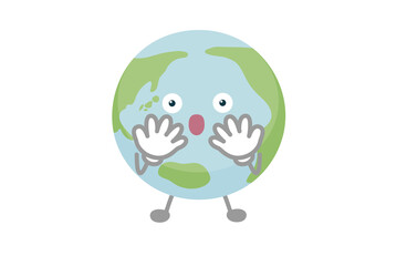 地球のキャラクターのベクター イラスト（驚く）