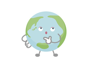地球のキャラクターのベクター イラスト（考える）