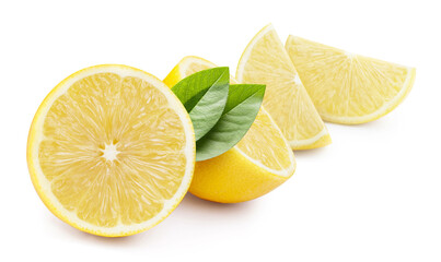 Delicious lemon fruits on white