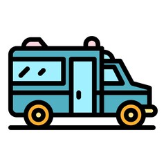 Ambulance car icon. Outline ambulance car vector icon color flat isolated