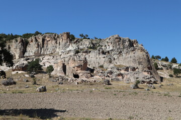 caves in the cliffs