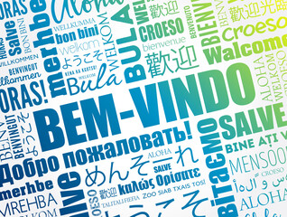 Fototapeta premium Bem-Vindo (Welcome in Portuguese) word cloud in different languages