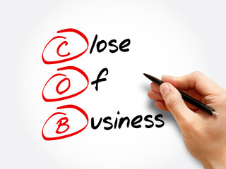 COB - Close of Business acronym, concept background