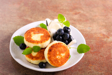 Cottage cheese fritters served