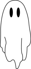 Ghost. Spectre. Phantom. Wraith. Spirit. Shadow. Vector art. Black and white. White background. Line drawing.