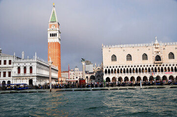 Fototapeta premium Panoramic view of Piazza San Marco from the canal in Venice. October 12, 2014, Venice, Italy.