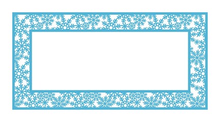 Rectangular frame with snowflakes. Winter decoration for Christmas, New Year holidays. Template for plotter laser cutting of paper, metal engraving, wood carving, plywood, cnc. Vector illustration.