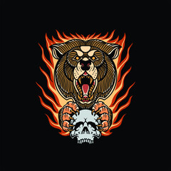 beast tattoo illustration vector design