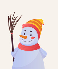 Snowman. Christmas card. Vector illustration