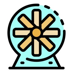 Industrial fan icon. Outline industrial fan vector icon color flat isolated