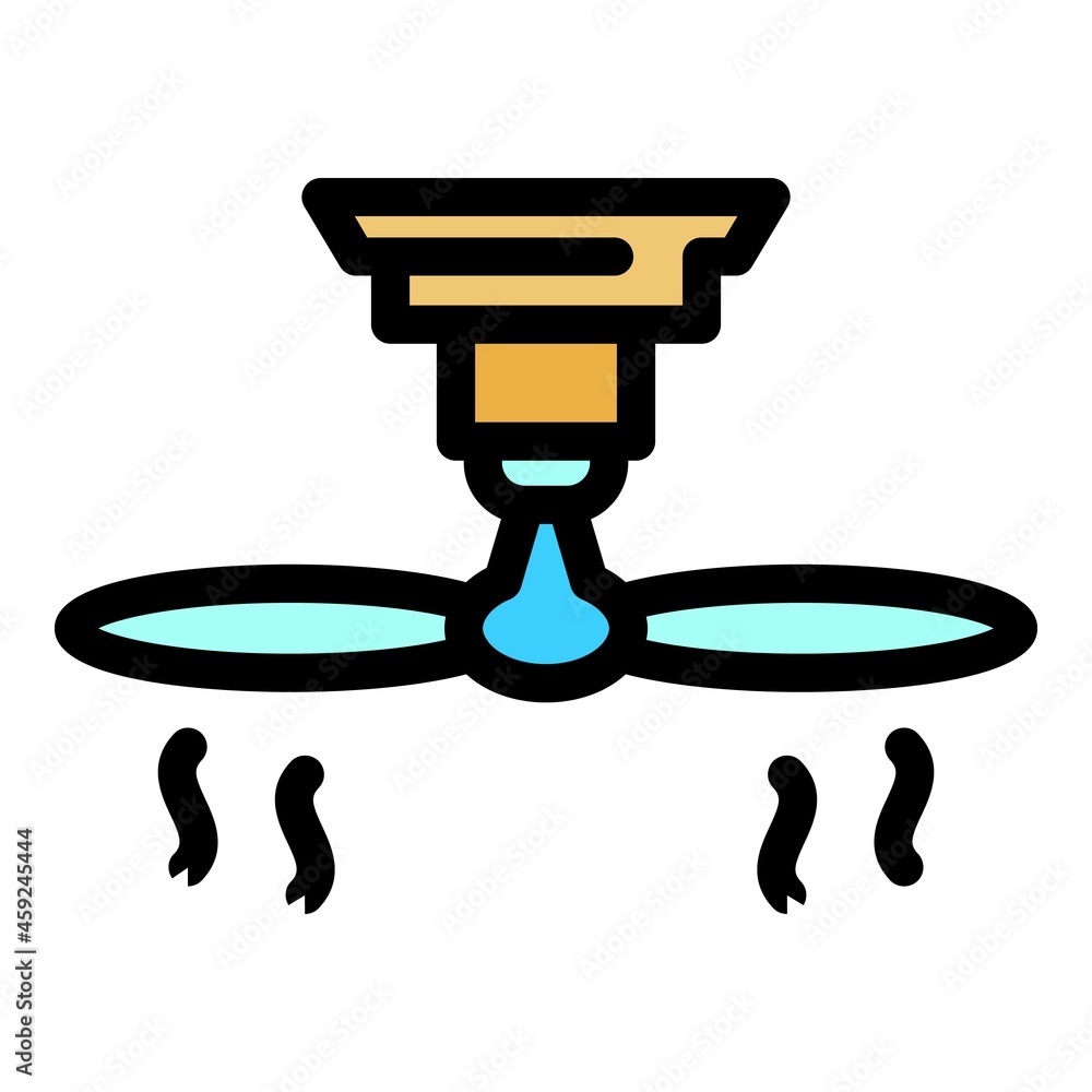 Poster rotating ceiling fan icon. outline rotating ceiling fan vector icon color flat isolated
