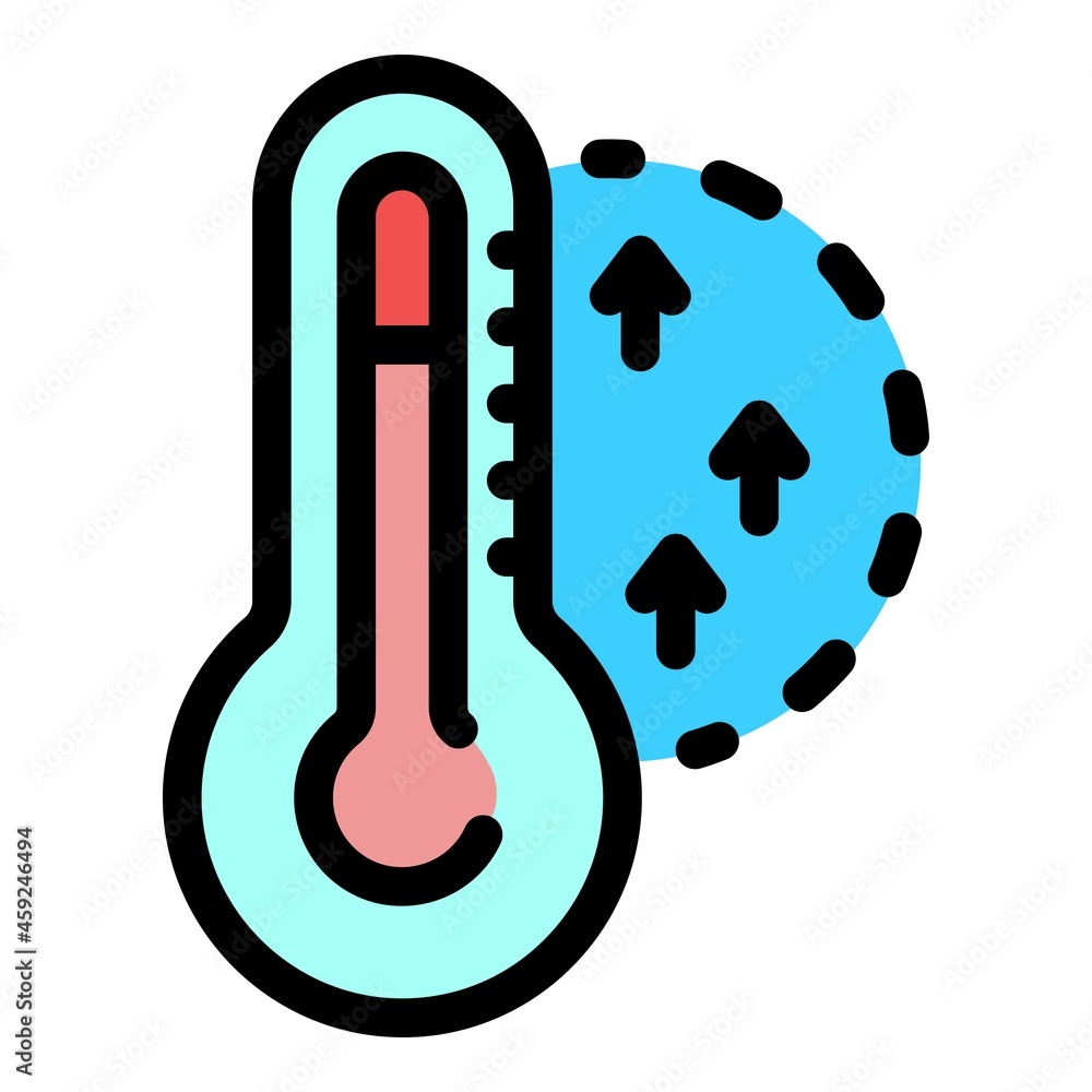 Poster rise in temperature icon. outline rise in temperature vector icon color flat isolated