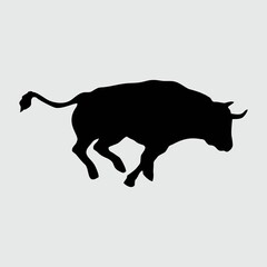 Bull Silhouette, Bull Isolated On White Background