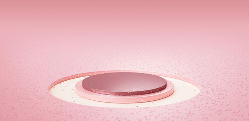 Pink pastel background product podium platform display stand or minimal modern blank studio floor...