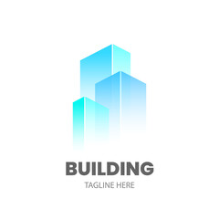 Building logo template. Abstract skyscrapers on white. Stock vector illustration.