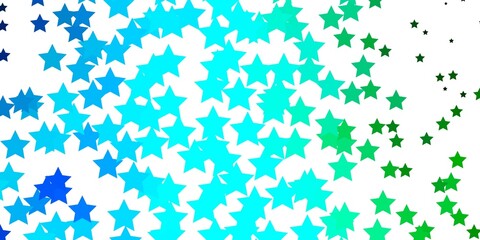 Light Blue, Green vector background with colorful stars.
