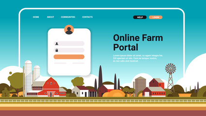 online farm portal website landing page template smart farming concept landscape background horizontal
