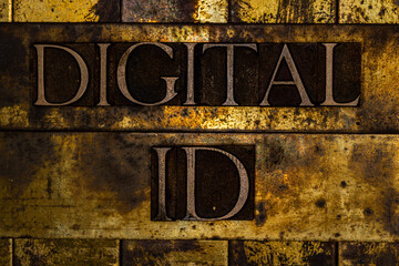 Digital ID text on textured grunge copper and vintage gold background