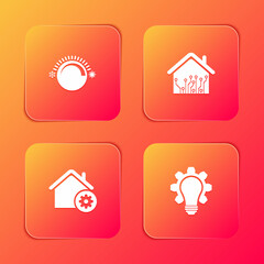 Fototapeta na wymiar Set Thermostat, Smart home, settings and Light bulb and gear icon. Vector