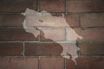 map of costa rica on a old brick wall