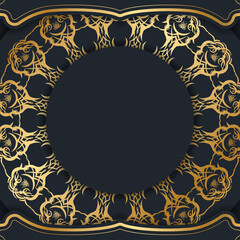 Template Postcard in black with Indian gold ornaments for your congratulations.