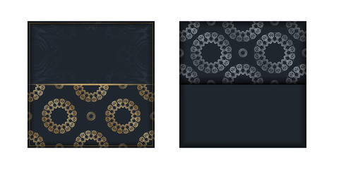 Brochure template in black color with luxurious gold ornaments for your congratulations.