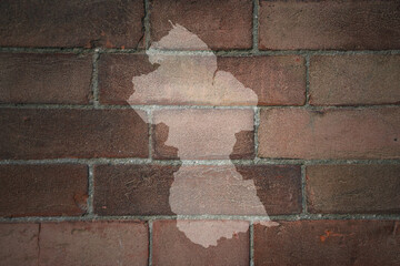 map of guyana on a old brick wall