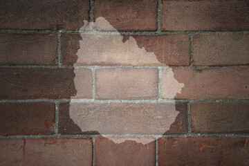 map of uruguay on a old brick wall