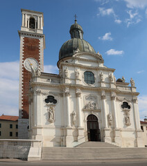 Sanctuary above Monte Berico in the city of Vicenza in Italy dedicated to the Madonna with the great dome and bell tower