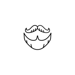 Mustache and beard outline flat icon vector