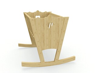 Rocking Cradle with Mattress, 3D model.
