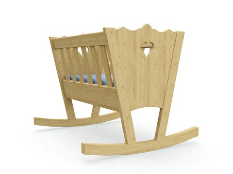 Rocking Cradle with Mattress, 3D model.