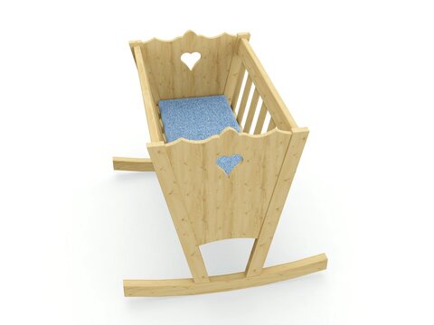 Rocking Cradle with Mattress, 3D model.