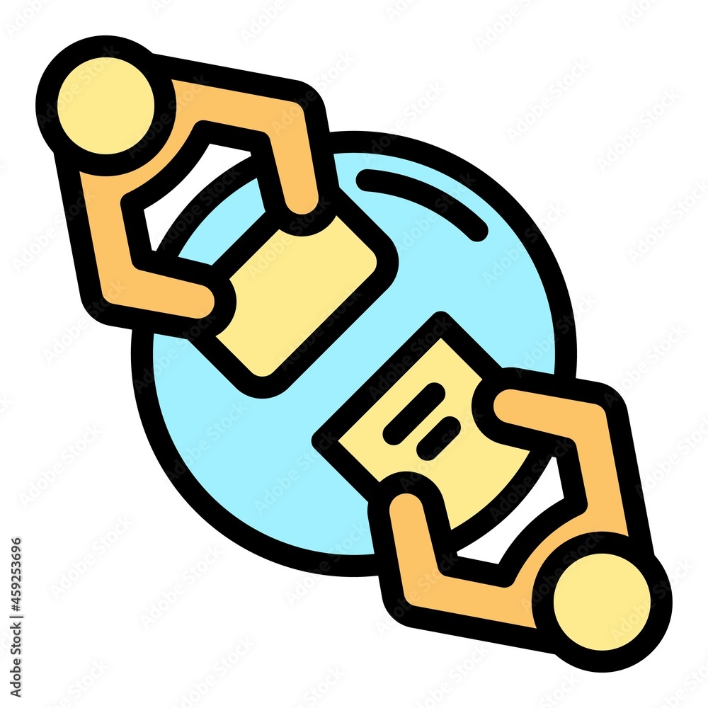 Aufkleber teller and client icon. outline teller and client vector icon color flat isolated