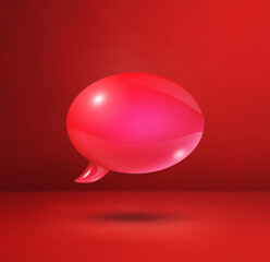 Red speech bubble on concrete wall square background