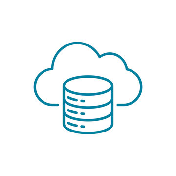 recommend clip art: Cloud database function line icon. Cloud with server rack symbol. Cloud computing online storage. Infrastructure as a service IaaS. Web hosting and data backup. Vector illustration, flat, clip art.