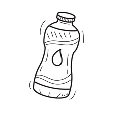 Bottle of water icon in doodle style isolated on white background