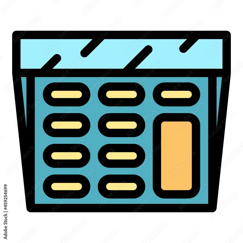 Poster calculator icon. outline calculator vector icon color flat isolated