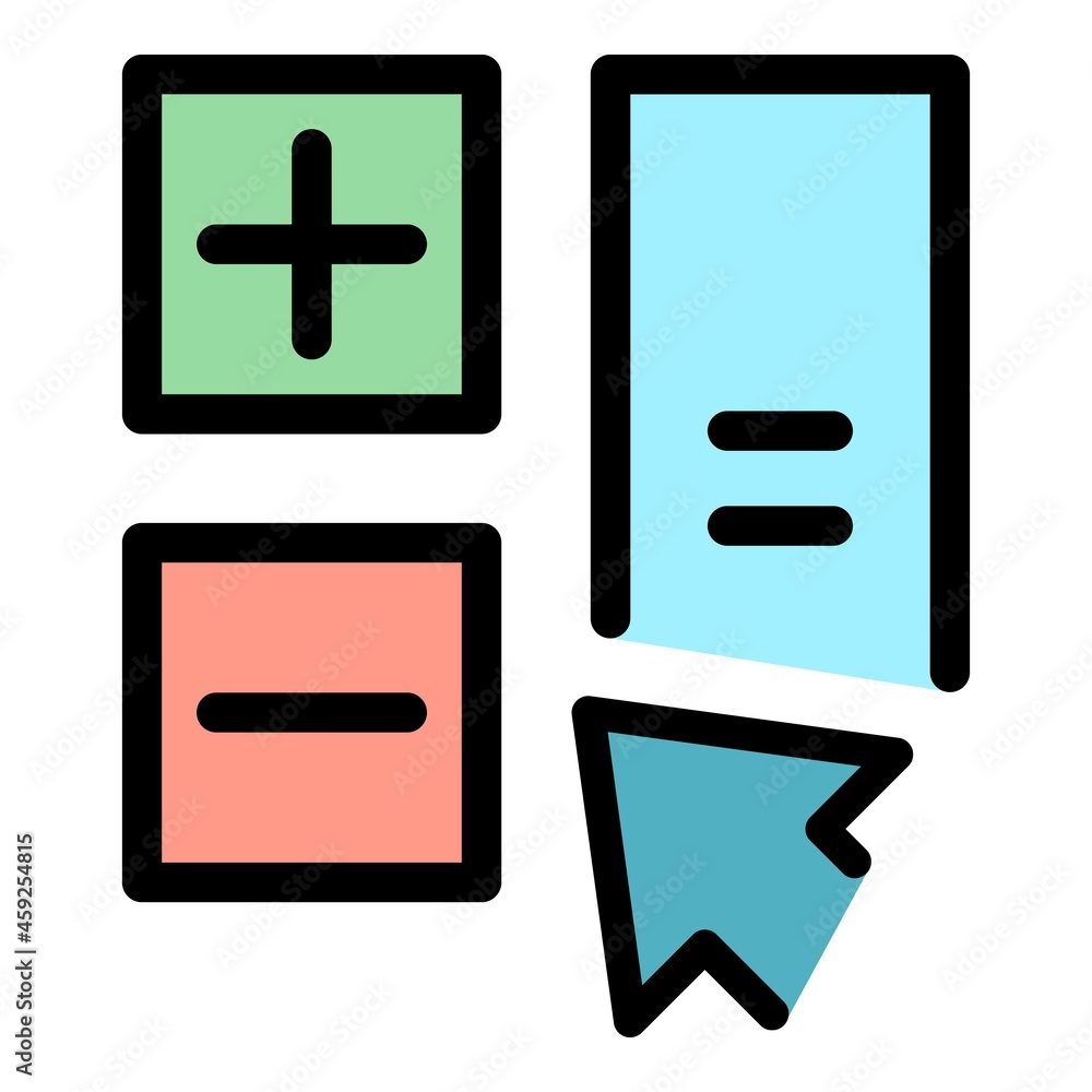 Poster basic calculator icon. outline basic calculator vector icon color flat isolated