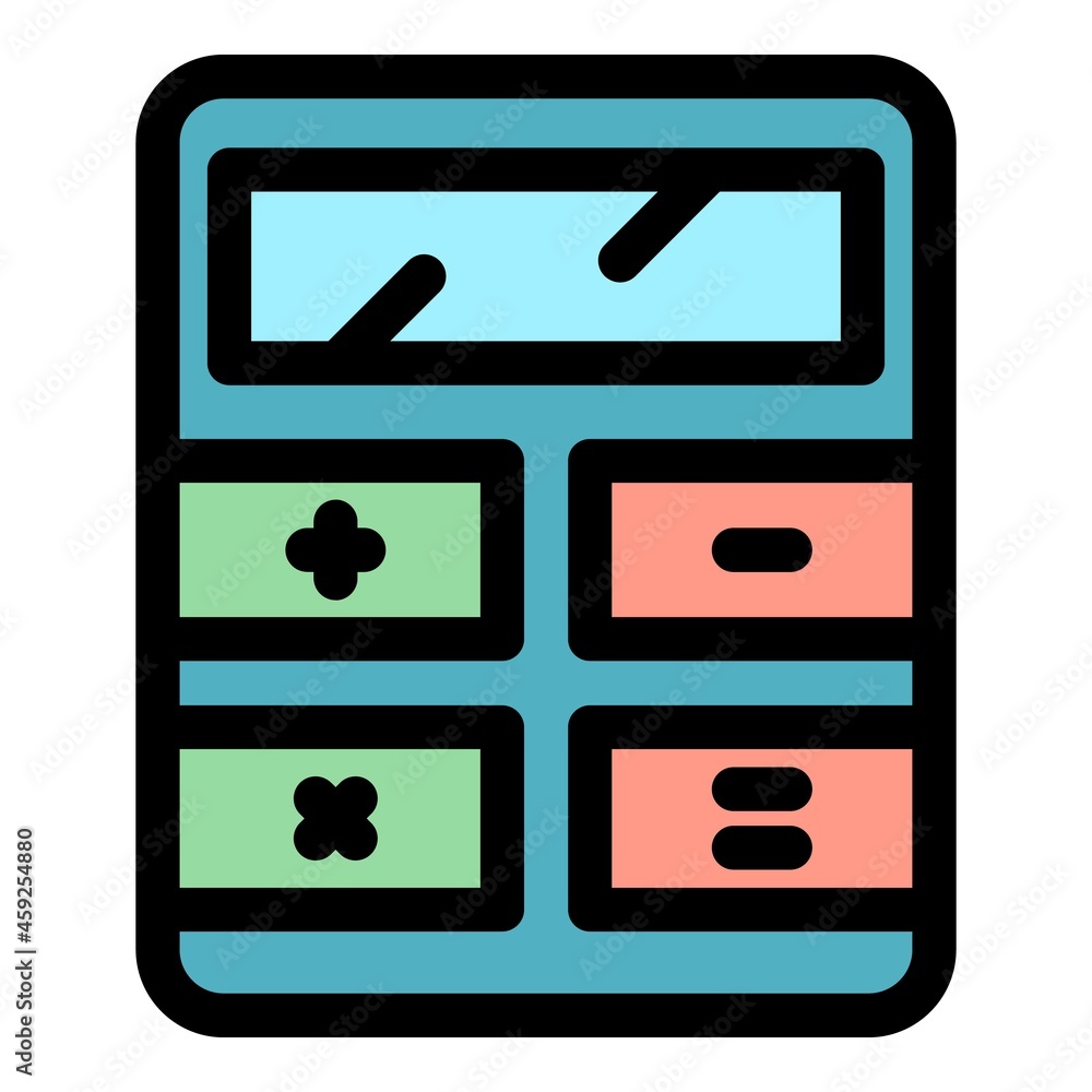 Poster calculator device icon. outline calculator device vector icon color flat isolated
