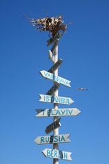 City direction sign post