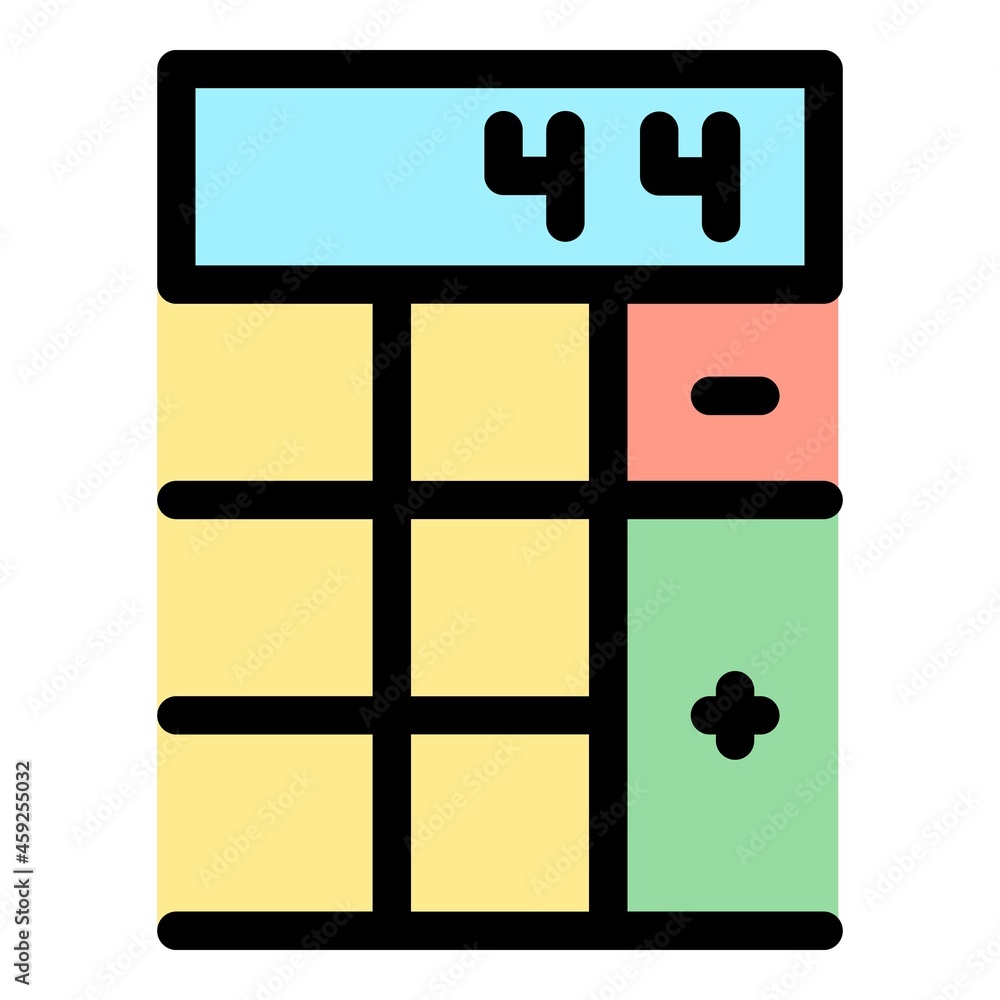 Poster numbers on calculator icon. outline numbers on calculator vector icon color flat isolated